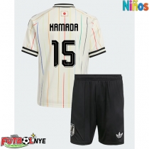 Camiseta Japón Daichi Kamada #15 Visitante Equipación para niños Mundial 2026 manga corta (+ pantalones cortos)